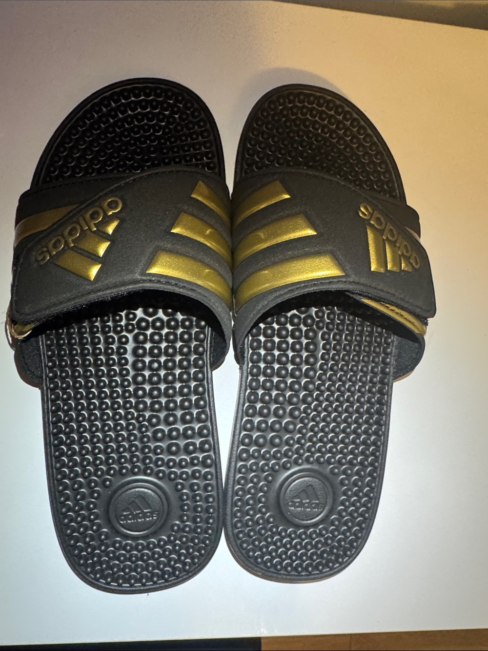 adidas Black and Gold Slide Sandals